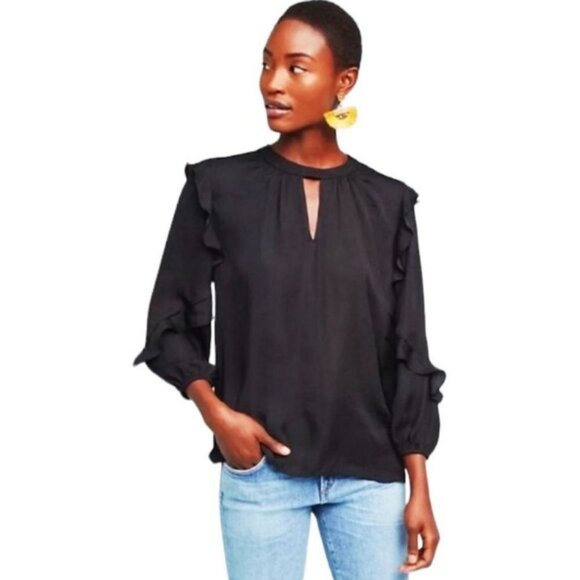 Dolan Women's Keyhole Ruffled Blouse - S - Picture 1 of 7